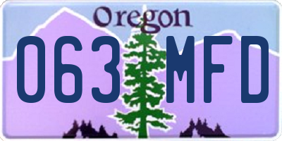 OR license plate 063MFD