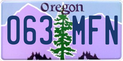 OR license plate 063MFN