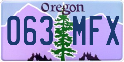 OR license plate 063MFX