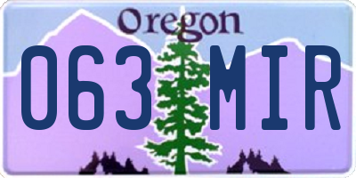OR license plate 063MIR