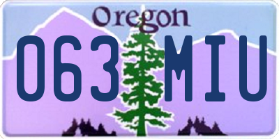 OR license plate 063MIU