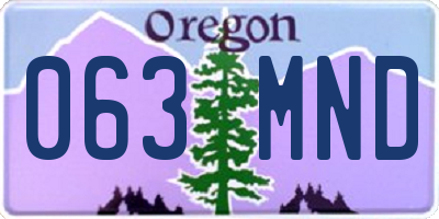 OR license plate 063MND