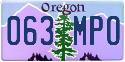 OR license plate 063MPO