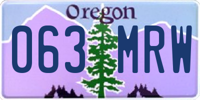 OR license plate 063MRW