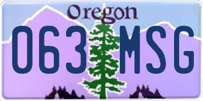 OR license plate 063MSG