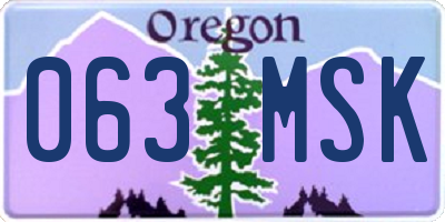 OR license plate 063MSK