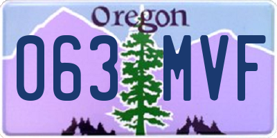 OR license plate 063MVF