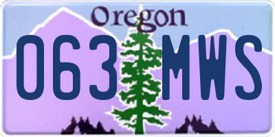 OR license plate 063MWS