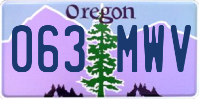 OR license plate 063MWV