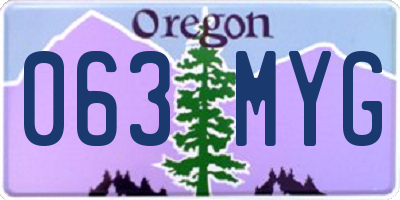 OR license plate 063MYG