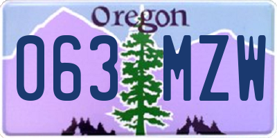 OR license plate 063MZW