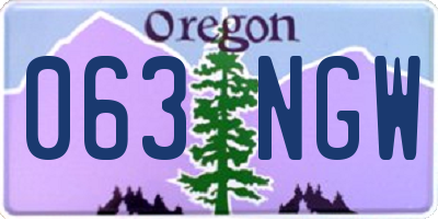 OR license plate 063NGW