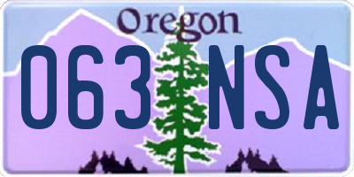 OR license plate 063NSA