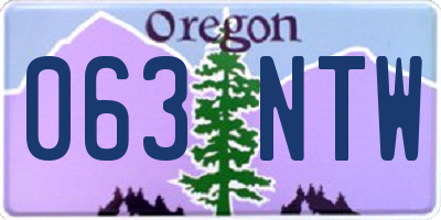 OR license plate 063NTW