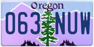 OR license plate 063NUW