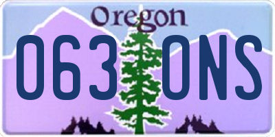 OR license plate 063ONS