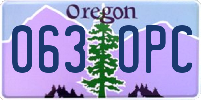 OR license plate 063OPC