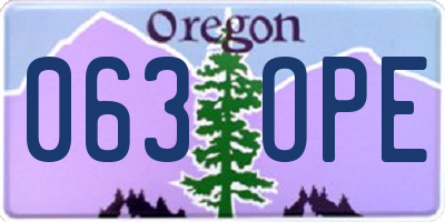 OR license plate 063OPE