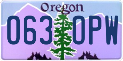 OR license plate 063OPW