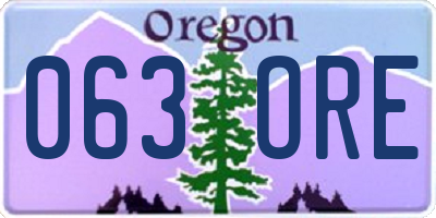 OR license plate 063ORE