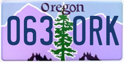 OR license plate 063ORK