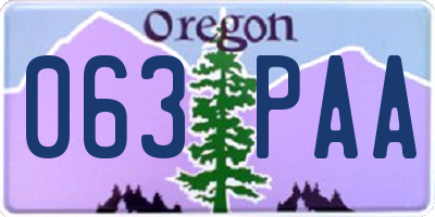 OR license plate 063PAA