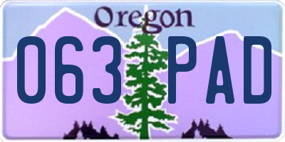 OR license plate 063PAD