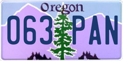 OR license plate 063PAN