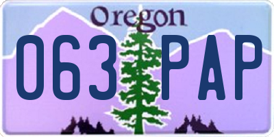 OR license plate 063PAP