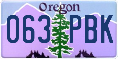 OR license plate 063PBK