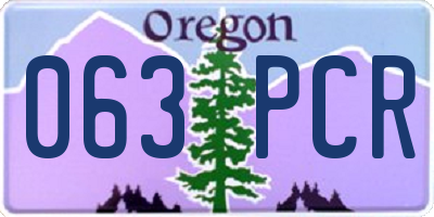 OR license plate 063PCR