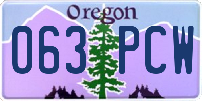OR license plate 063PCW