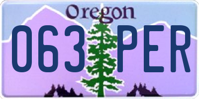 OR license plate 063PER
