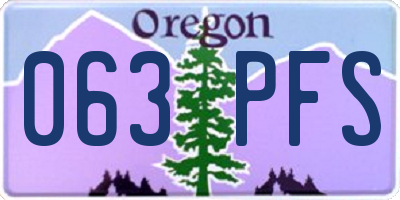 OR license plate 063PFS