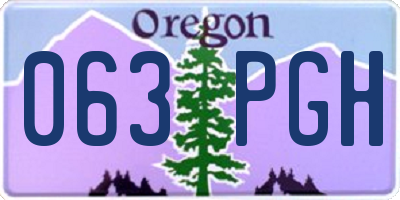 OR license plate 063PGH