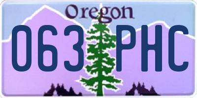 OR license plate 063PHC