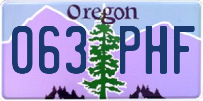 OR license plate 063PHF