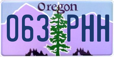 OR license plate 063PHH