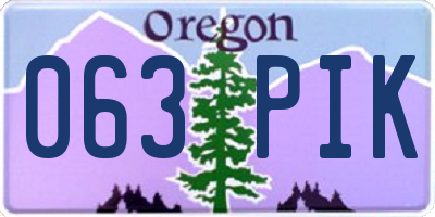 OR license plate 063PIK