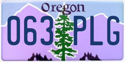 OR license plate 063PLG
