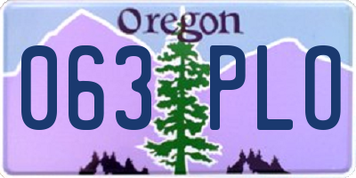 OR license plate 063PLO