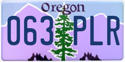 OR license plate 063PLR