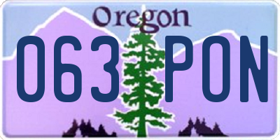 OR license plate 063PON