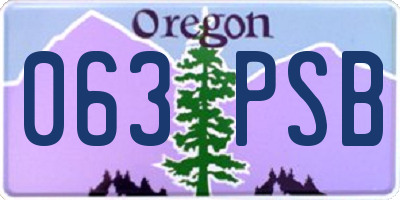 OR license plate 063PSB