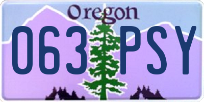 OR license plate 063PSY