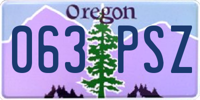 OR license plate 063PSZ