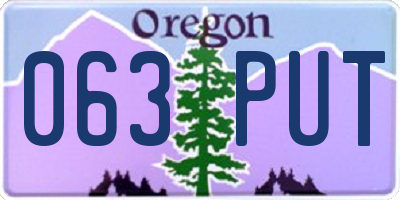 OR license plate 063PUT