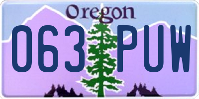 OR license plate 063PUW