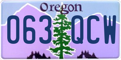 OR license plate 063QCW