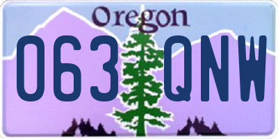 OR license plate 063QNW